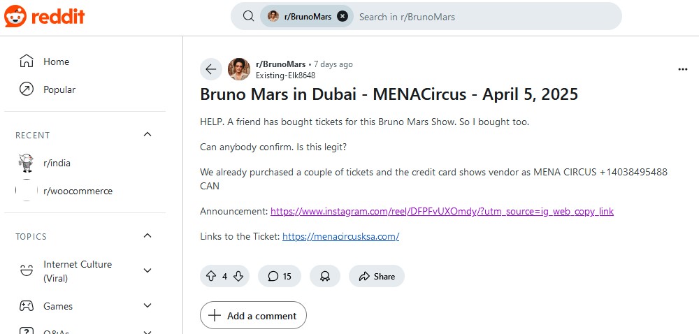 Bruno Mars Ticket Scam